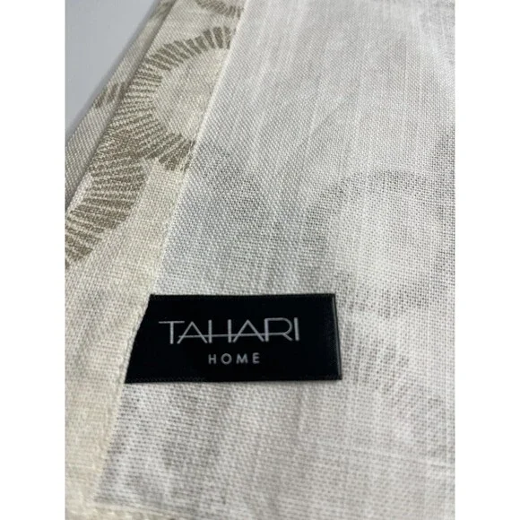 Pair of Tahari Home Cream Geometric Panel Window Curtain Drape 50”W x 84”L - Picture 8 of 8